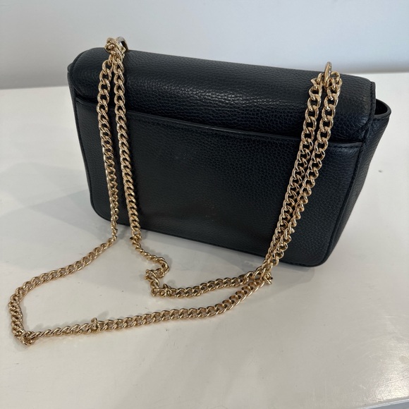Tory Burch Black Pebbled Leather Chain Crossbody with Gold Hardware - Picture 9 of 14